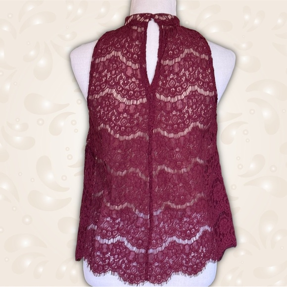 Love, Fire Elegant Lined  Lace Halter Top - Burgundy Sz S/P - Picture 3 of 5